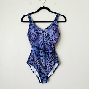 Speedo One Piece Swimsuit purple blue abstract woman’s 6